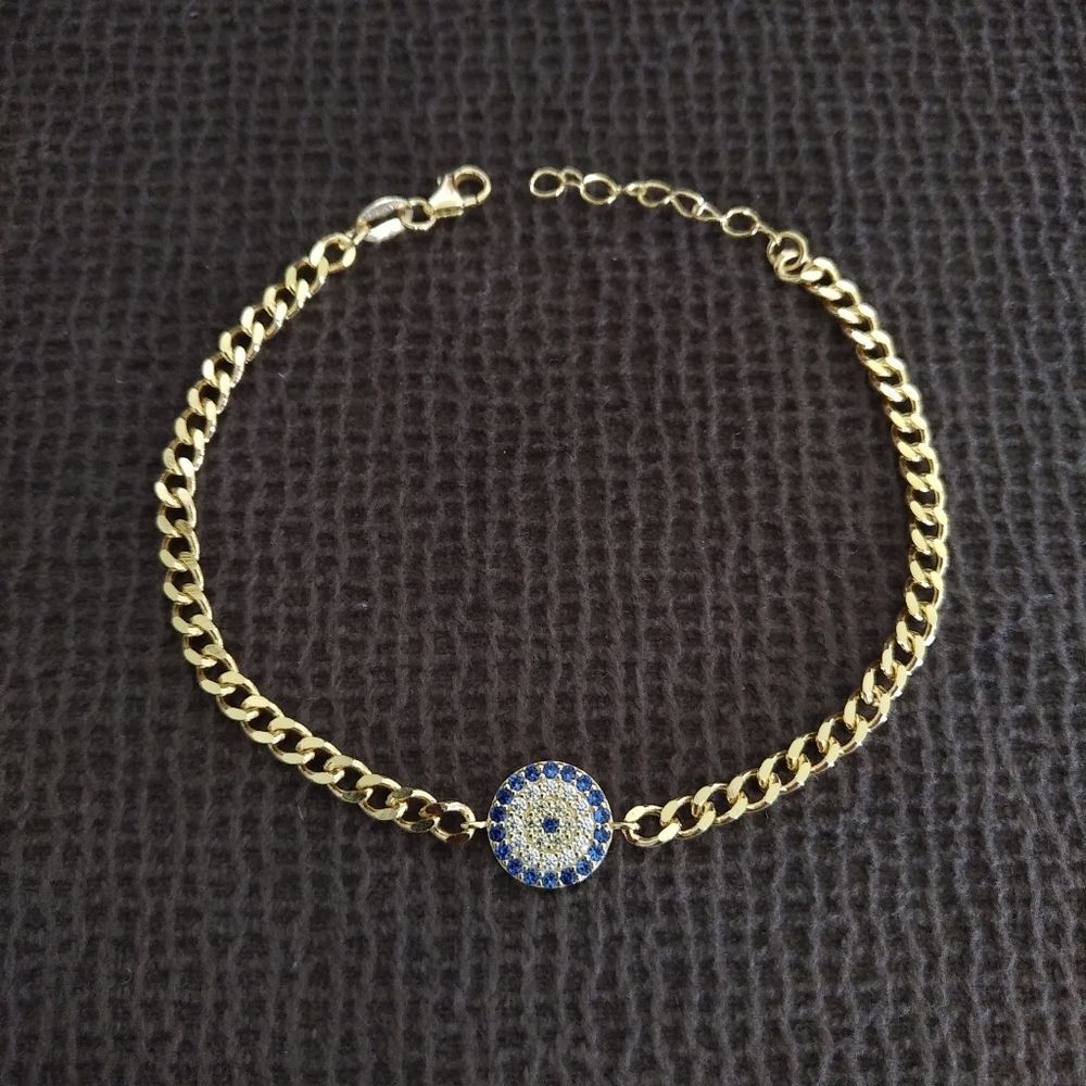 isabella m. Evil😈 Eye👁️ Curb Link Chain Bracelet